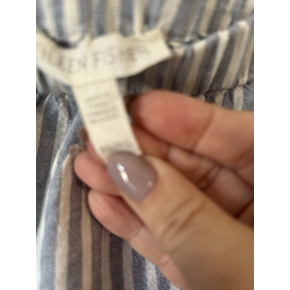 Eileen Fisher Women's Blue White Striped Hemp Organic Cotton Pull-On Pants XL - Picture 9 of 10